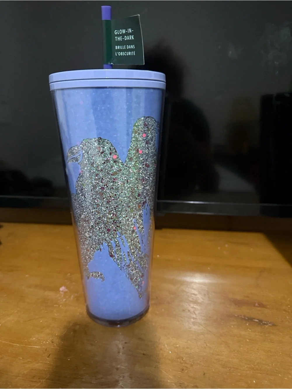 NWT Starbucks Halloween Raven Glow InDark Cold Cup Tumbler